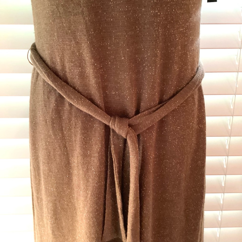 DAVID MEISTER Gold Shimmer Sweater Dress, satin lined, Size Medium - Picture 2 of 3